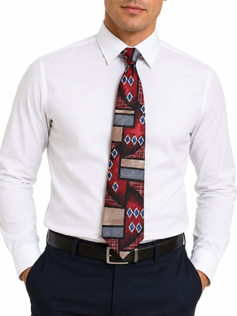 CONTI di MILANO  Multi Geometric Print Textured Men's Silk Neck Tie